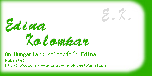 edina kolompar business card